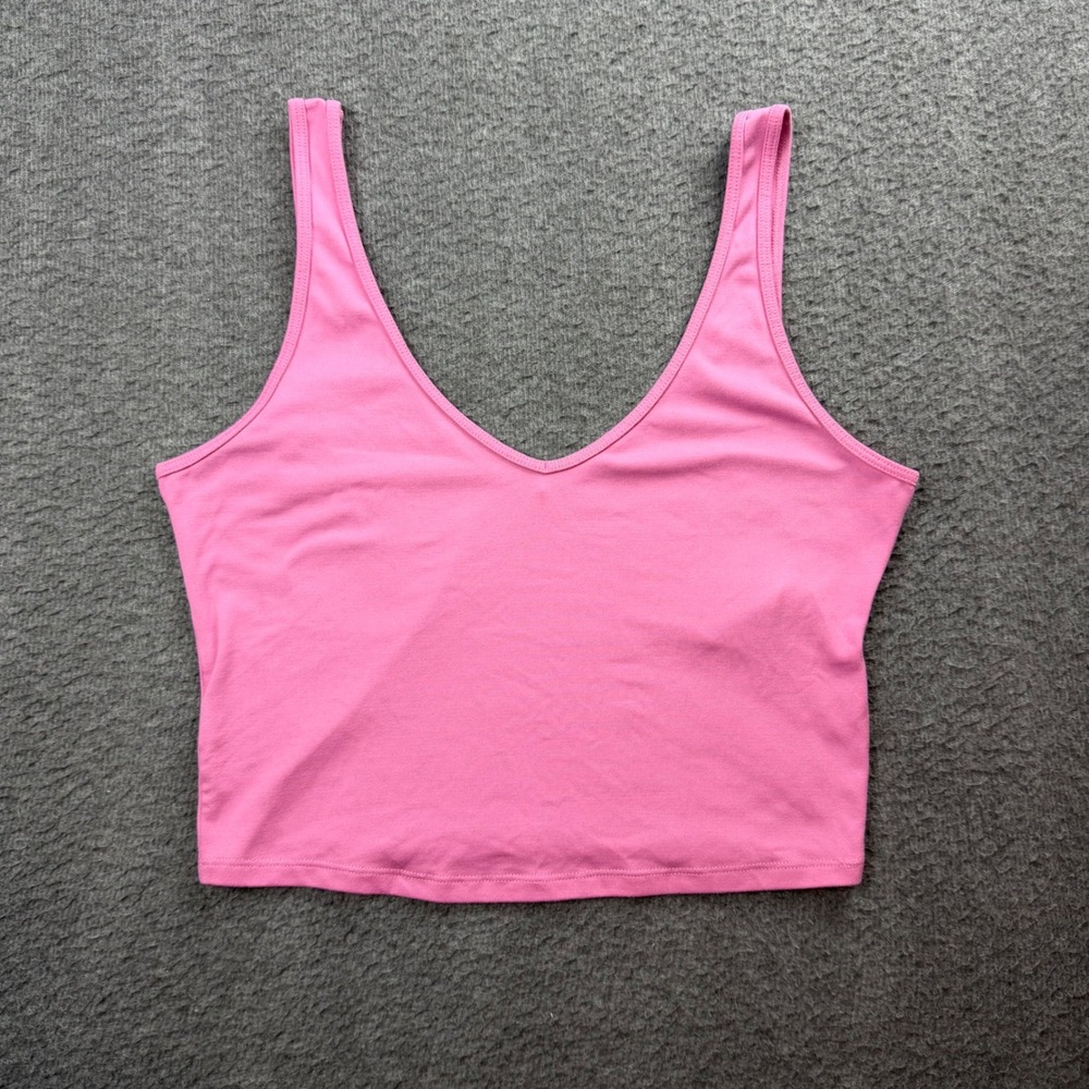 Hollister Tank Top Women's Large Pink Cropped‎ V-Neck Stretch Sleeveless Shirt